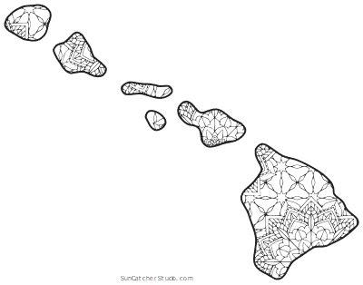 Free printable Hawaii coloring page with pattern to color for preschool, kids, and adults. Map ...