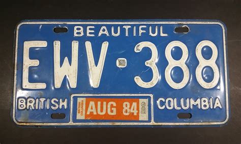 1984 Beautiful British Columbia Blue with White Letters Vehicle License ...