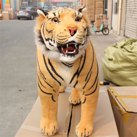 22 63cm Standing Tiger Stuffed Plush Toy Open Mouth Tiger with Its ...