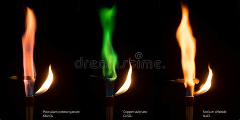 Different Colored Flames of Burning Salts Stock Photo - Image of cuso4, potassium: 82357566