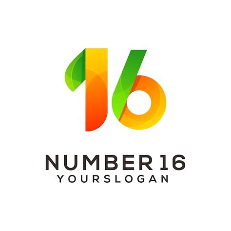 Premium Vector | Number 16 colorful logo design template