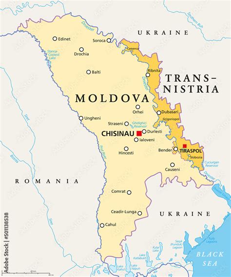 Moldova Political Map With Capital Chisinau National Borders | The Best ...