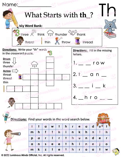 Reading Comprehension Worksheets - What Starts With th_? | Digraph th Worksheet