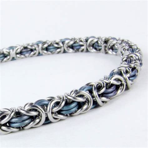 Chainmaille Bracelet - Byzantine Pattern - w/ Anodized Titanium ...