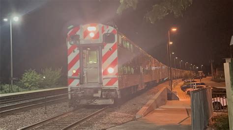 Metra Cabcar leads Metra 68 at Lombard Train station Illinois and Metra 178 on the back 8/10 ...