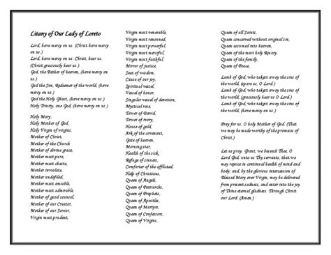 Litany Of Loreto Printable