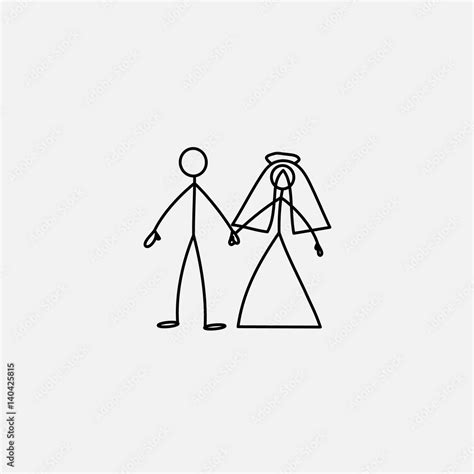 Wedding family icon stick figure vector Stock Vector | Adobe Stock