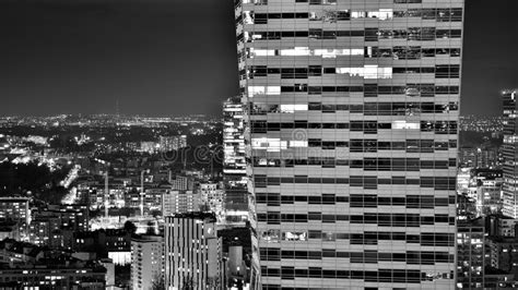 View of at Night Glass Buildings and Modern Business Skyscrapers ...