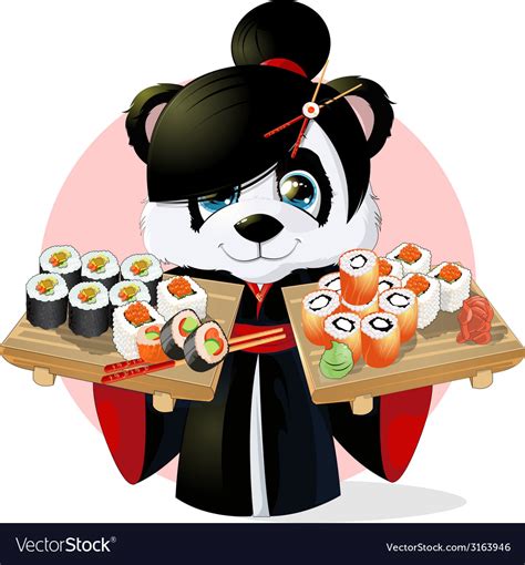 Panda sushi Royalty Free Vector Image - VectorStock