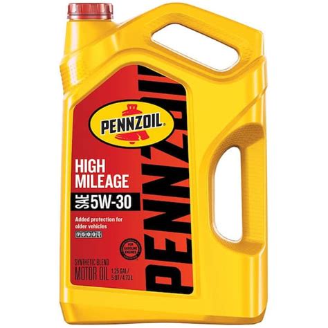 Pennzoil High Mileage SAE 5W-30 Synthetic Blend Motor Oil 5 Qt ...