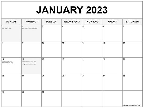 january 2023 with holidays calendar - january 2023 printable calendar ...