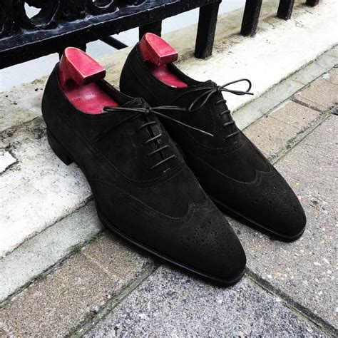 Handmade Black Color Suede Shoes, Men's Lace Up Wingtip Dress Shoes ...