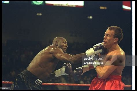 Henry Akinwande connects with Alexander Zolkin's chin during a bout ...