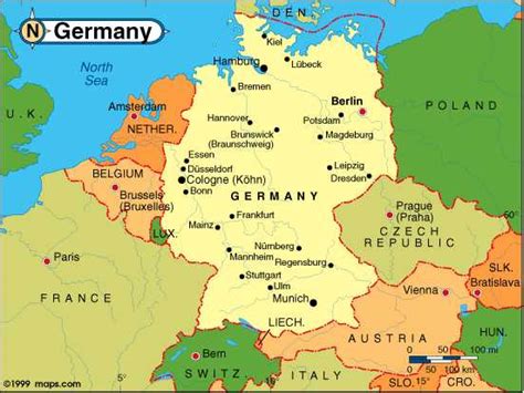 Mapa de alemania con sus ciudades