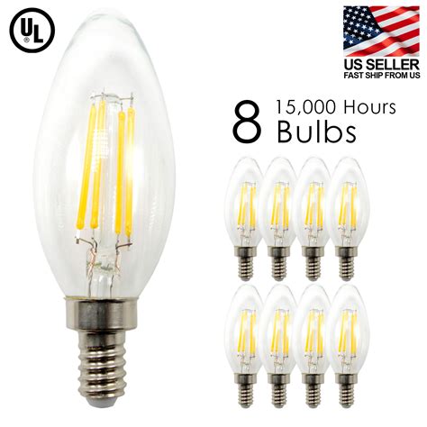 8x Candelabra Led Bulbs 4W UL listed Candle Light Bulbs chandelier E12 ...