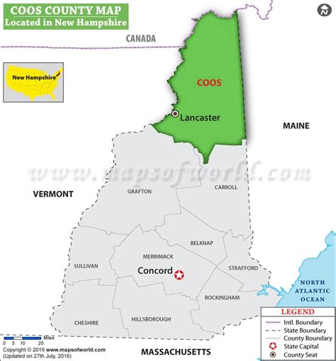 Coos County Map, New Hampshire