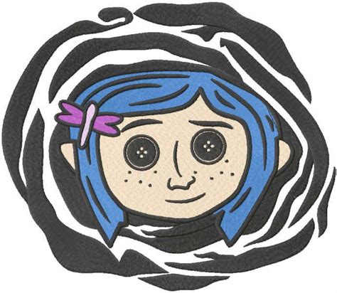 Coraline embroidery design | Cartoon embroidery, Coraline drawing, Chibi coloring pages