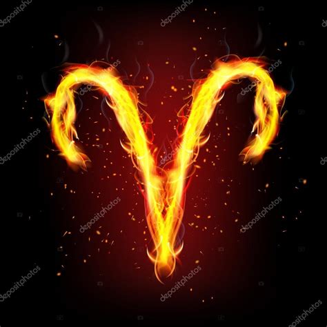 Zodiac sign for Aries in fire flames Stock Vector by ©valveat 42325355