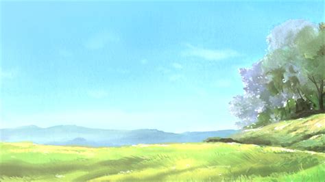 Anime Landscape: Anime Grass Field Background