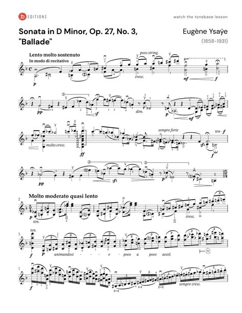 Ysaÿe - Sonata No. 3 in D minor, "Ballade" | Free Violin Sheet Music