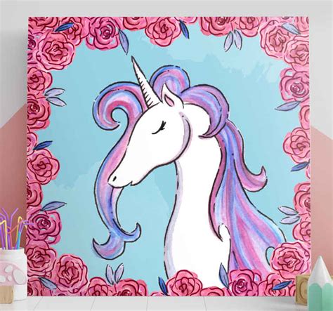 Lilac tone unicorn canvas wall art - TenStickers