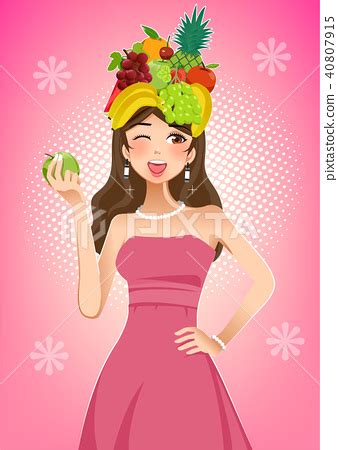 Beautiful skin with vitamins of fruit. - Stock Illustration [40807915] - PIXTA