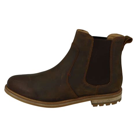 Mens Clarks Slip On Leather Ankle Boots 'Foxwell Top' | eBay