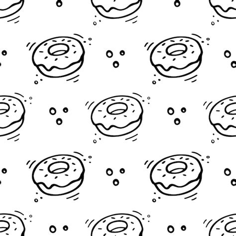 Premium Vector | Donut seamless pattern Donut illustration Hand drawn Sketch of doughnut Fast ...