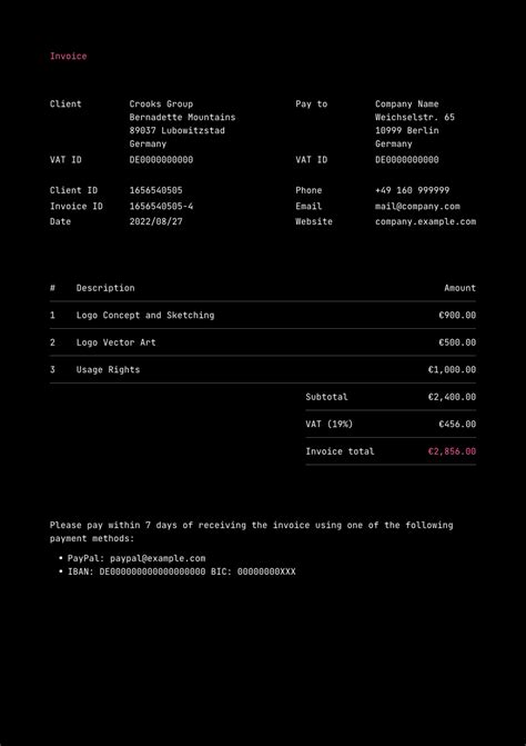 Invoice Template: Hacker Dark – Cakedesk