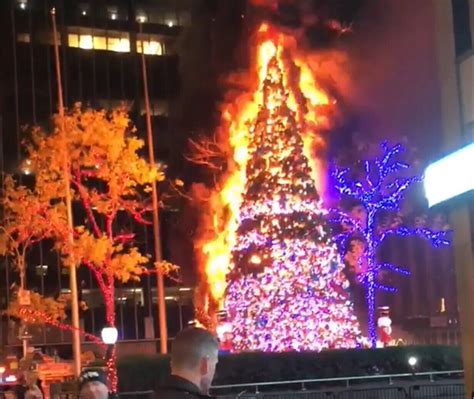 Fox News Christmas Tree 'Completely Engulfed in Flames'