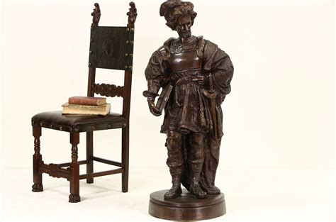 Bronze Vintage Statue of Orlando or French Hero Roland, 44" Tall Sculpture