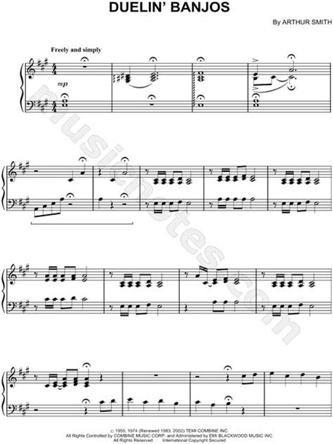 "Dueling Banjos" from 'Deliverance' Sheet Music (Piano Solo) - Download & Print | Dueling banjos ...