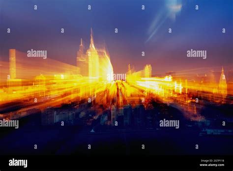 NYC skyline at sunset Stock Photo - Alamy