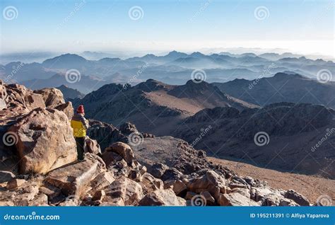 A Cup of Coffee with Sunrise on the Summit of Mount Catherine, the Highest Mountain in Egypt ...