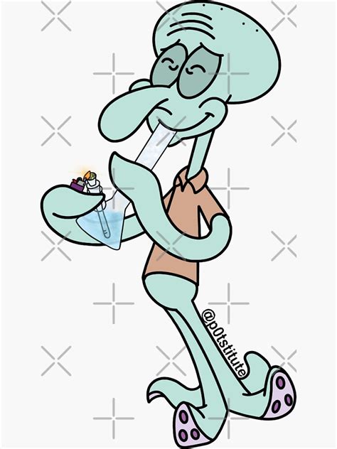 "Squidward Smoking Weed Cannabis Art" Sticker by p0tstitute | Redbubble