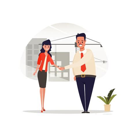 Premium Vector | Businesswoman and businessman shaking hands.