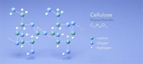 Cellulose, Polysaccharide. Molecular Structures, 3d Rendering ...