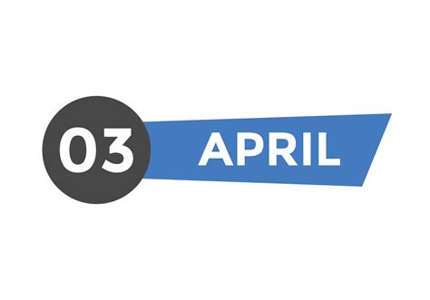 april 3 calendar reminder. 3rd april daily calendar icon template ...