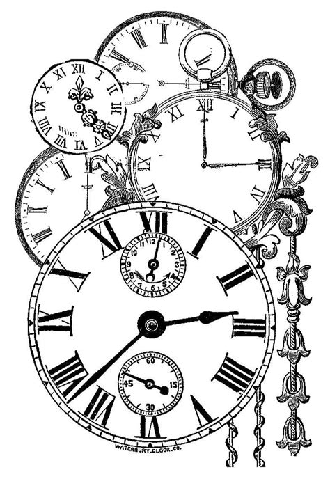 Time Steampunk Coloring, Steampunk Art, Clock Face, Vintage Labels, Coloring Book Pages, Digital ...