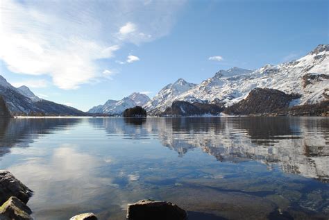 lake, Engadin Valley, Landscape, Mountains, Switzerland, Swiss Alps, St ...