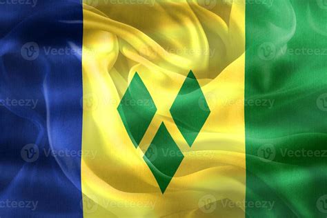 3D-Illustration of a Saint Vincent flag - realistic waving fabric flag ...