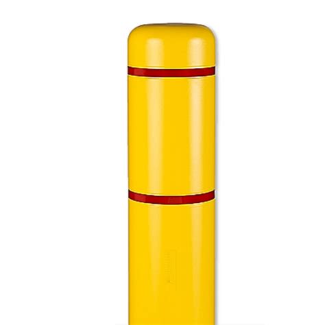 NTSigns. bollardcover-8-yel | Bollard Covers Yellow w/ Red Reflective Stripes Bollard Cover