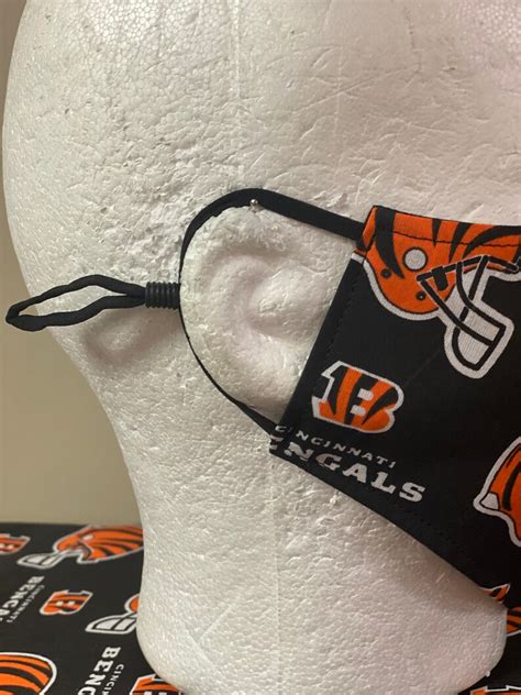 Cincinnati Bengals Face Mask With Nose Wire Elastic With | Etsy