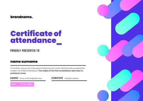 Design and download this Modern Gradient Brand Course Attendance Certificate template