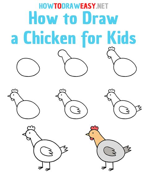 How To Draw A Chicken Easy Step By Step - Koplo Png