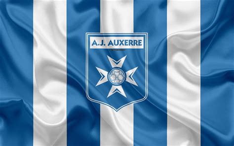 Download wallpapers AJ Auxerre, 4k, silk texture, logo, white blue silk ...