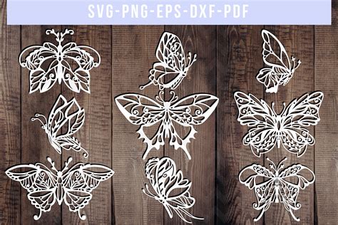Bundle Of 9 Butterfly Papercut Templates, Paper Art DXF PDF (192560) | Paper Cutting | Design ...