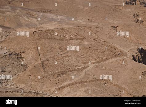 An aerial view of Masada with ancient fortress and rocky mountains in Israel Stock Photo - Alamy