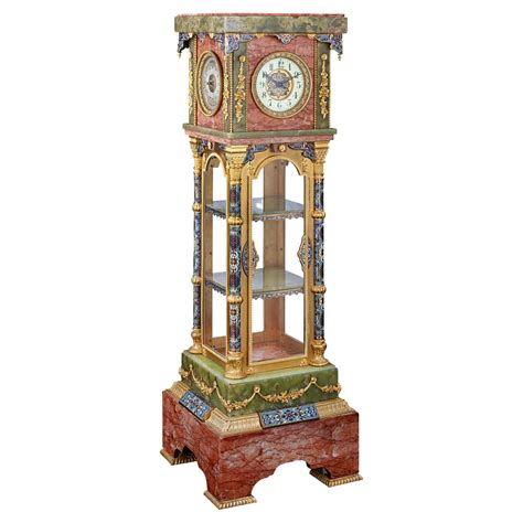 Onyx, Marble and Champlevé Enamel Pedestal Clock For Sale at 1stDibs ...