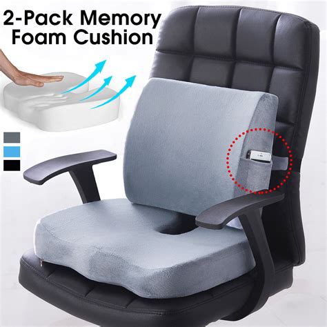 Cushion For Office Chair Back Pain : Memory Foam Cushion Pillow for Office Chair Car Seat Back ...